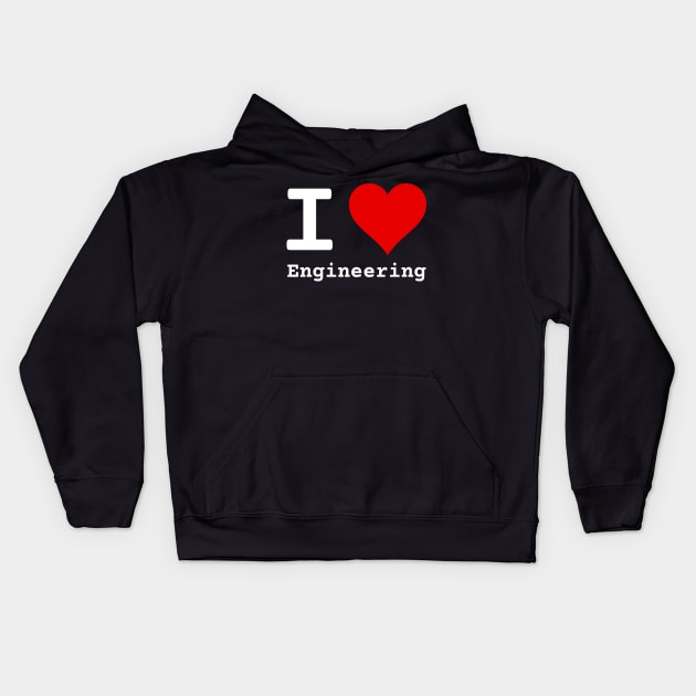 I Love Engineering | Stylized Heart Logo White Kids Hoodie by aRtVerse